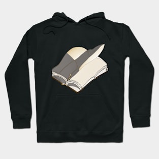 Elegant Quill and Open Book Illustration No. 463 Hoodie